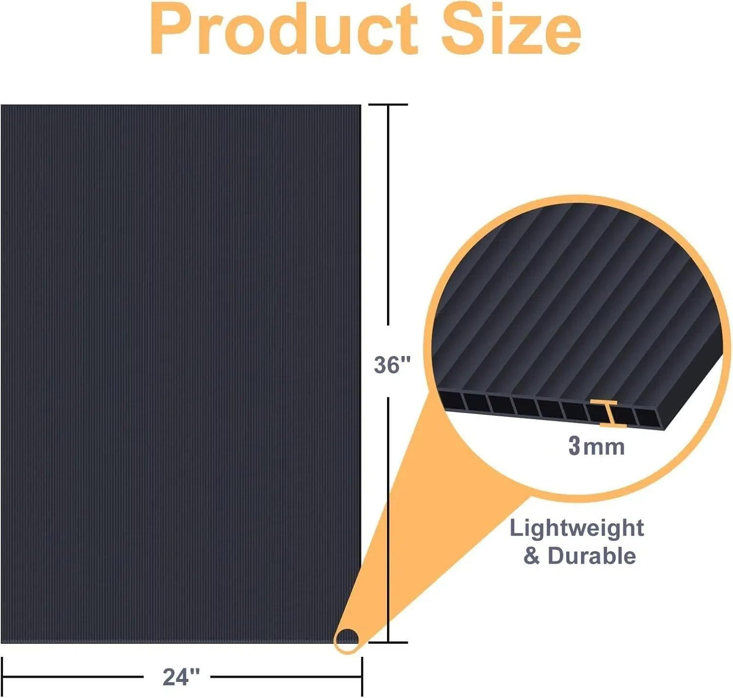 Black Corrugated Plastic Sheets, Thick Blank Poster Board 24x36, Double-Sided Yard Signs for Garage Sale, Yard Sale, Warning, Party Decor & Crafts, 4 Pack