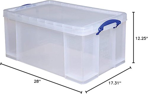 Really Useful Clear Plastic Storage Box - 64 Liters with Easy-Carry Handles for Convenient Organization