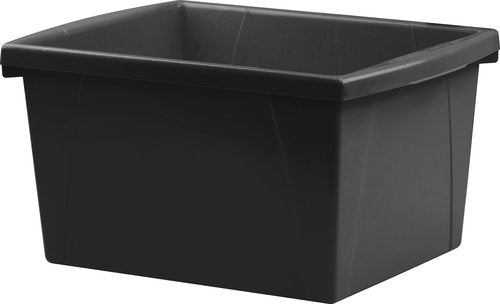 Storex 4 Gallon Storage Bin – Plastic Classroom Organizer for Books and Supplies, Black, 6-Pack (61466U06C)