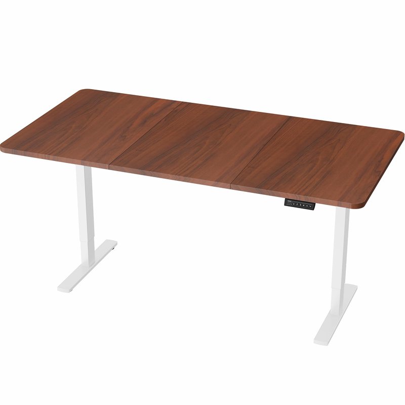 VIVO Electric 71 x 36 in Standing Desk, Memory Height Adjustment, 1B Series, Holds 220 lbs, Dark Walnut Top White Frame, DESK-KIT-1W7D-36