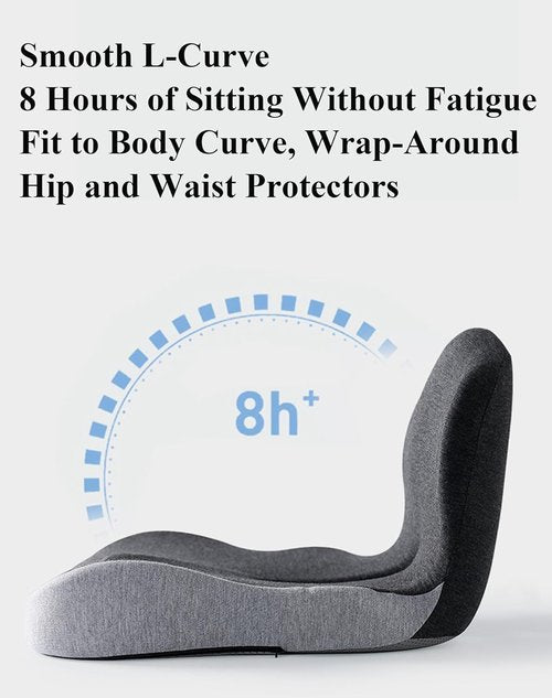 Kurbetts Reenly Back and Seat Cushion,Ergonomic Memory Foam L-Shaped Integrated Seat Cushions with Adjustable Strap,Ultra Breathable Non-Slip Design for Office Chair,Car,Wheelchair (Black)
