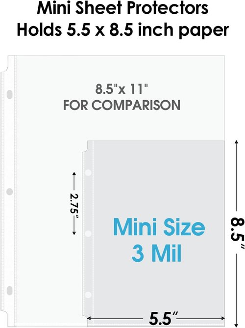 KTRIO Heavyweight Sheet Protectors - Clear Page Protectors for Mini 3 Ring Binder | 5.5 x 8.5 Inch, 200 Pack