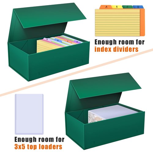 3x5 Index Card Holder Fits Dividers, 3.5x5.5 Inches Index Card Storage Box, Large Capacity - 1 Pack, Green