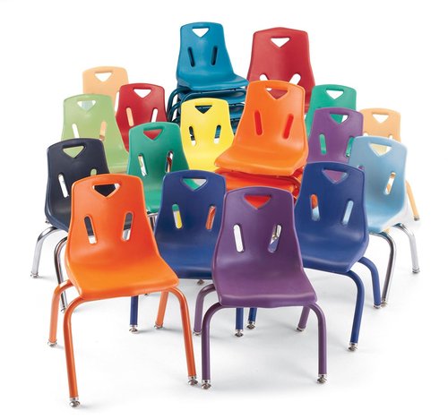 Jonti-Craft Berries 8124JC1003 Stacking Chair with Powder-Coated Legs, 14" Height, Blue