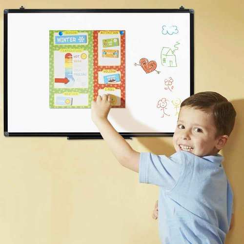 NEWPUTE Black Aluminium Frame Magnetic Dry Erase Board for Wall, 36 X 24 Inches Whiteboard for Home, School, Office, Erasable Small Whiteboards