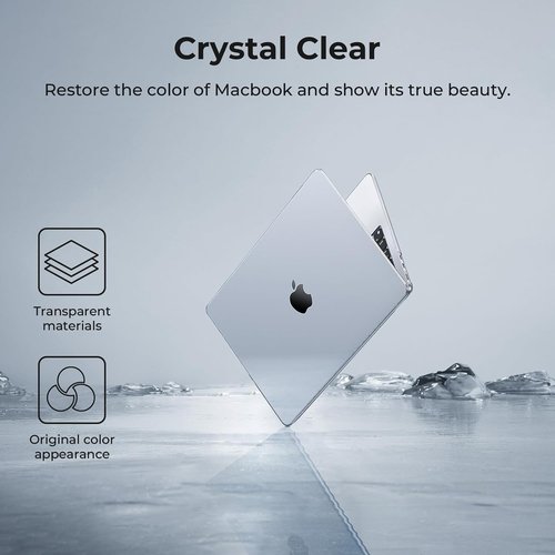 EooCoo MacBook Air 15 Inch Case - Transparent Hard Shell Cover with Smooth Shiny Surface | Model A3448 A3241 A3114 A2941