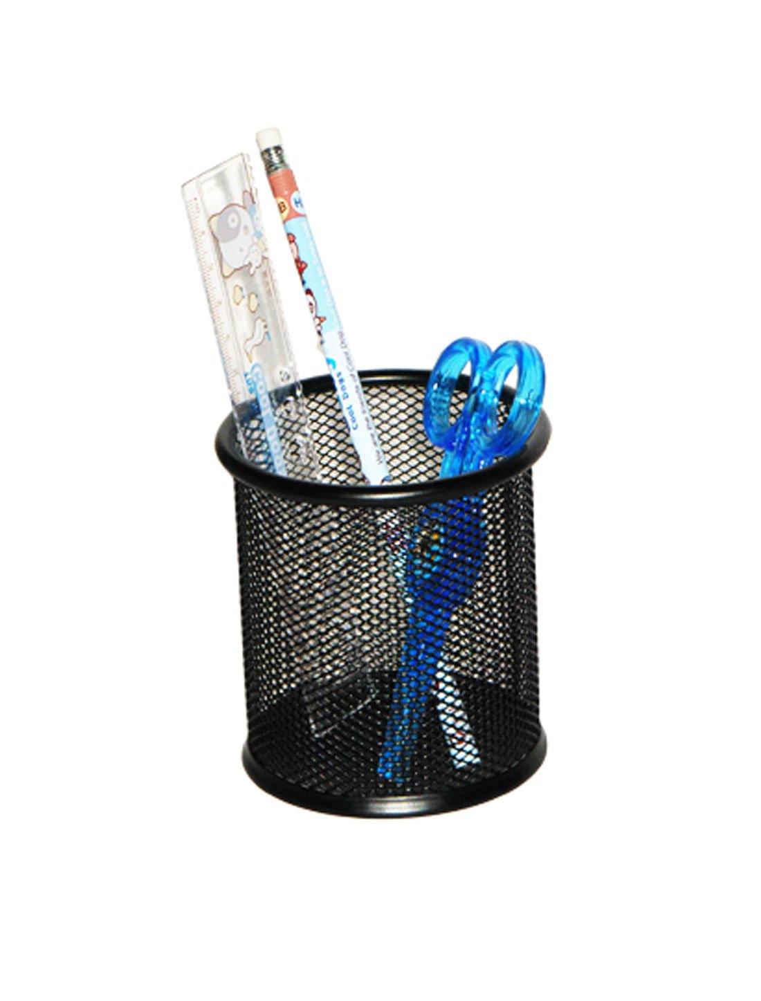 uxcell Office Space Supply Black Metal Mesh Cylindrical Pen Pencil Cup Desk Organizer Holder Container