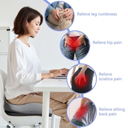 Seat Cushions for Office Chairs Wheelchair Cushion for Long Sitting Back Pain,Memory Foam Seat Car Computer Desk Chair Cushion,Coccyx Cushion for Tailbone Pain Relief Cushion Office Chair Butt Pillow