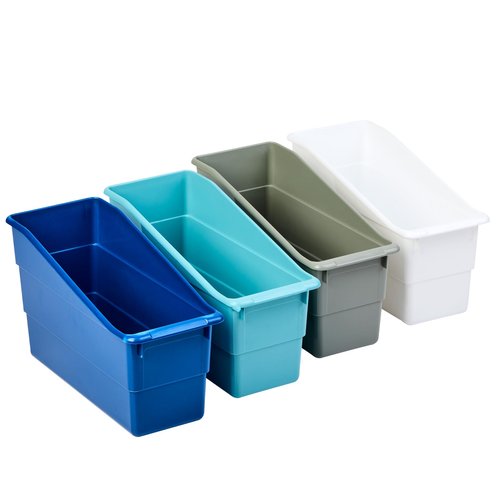 Really Good Stuff Durable Book and Binder Holder - 4pack, Cool & Calm Color Collection, 5 ?? x 12 ?? x 7 ??, Classroom Organization, Storage Solution, Sturdy and Versatile