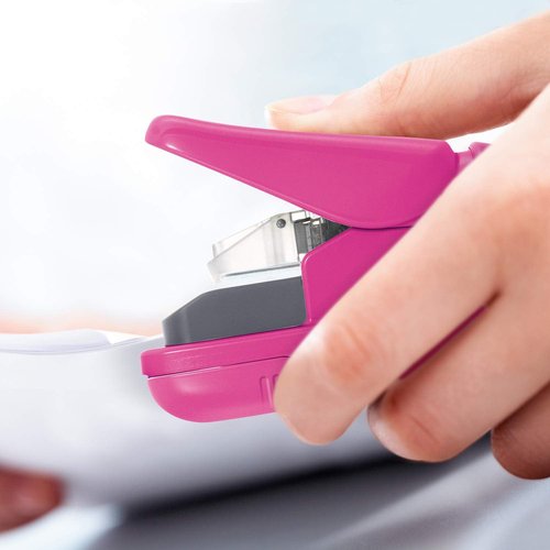 Regine Switzerland Plus Paper Clinch Staple-Free Stapler - Stylish Pink Design
