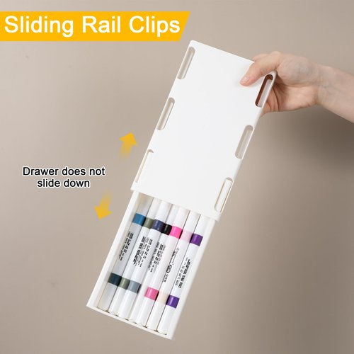 Prasacco 2 Pcs Under Desk Drawer Slide Out Under Desk Storage Drawers Organizer Hidden Adhesive Drawers for Cabinets Table Shelf Drawer Attachment for Office/Home/Classroom, White