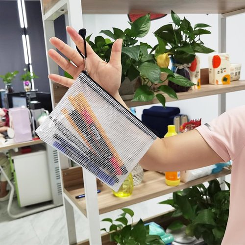 AUSTARK Mesh Zipper Pouch Bags - 20pcs Waterproof Storage for Office, School & Travel | B6 Size (7.6''x5.3'', White & Black)