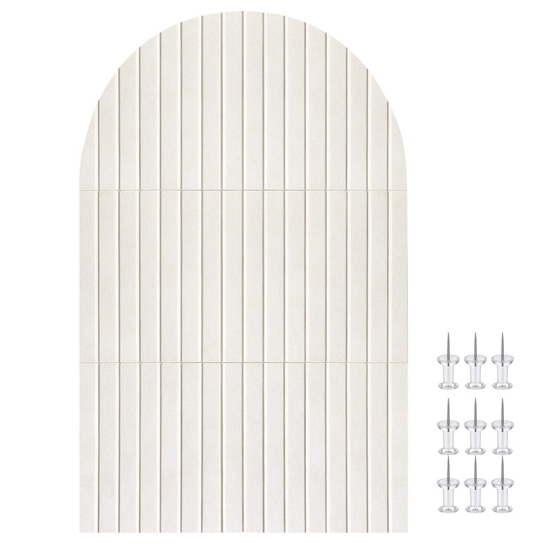 Thboxes Arched Felt Bulletin Board, 6 Pack 35" x 24" Large Cork Board Pin Board with 30 Removable Adhesive Tabs & 30 Push Pins - for Home Office School Memo Photo Wall Decor for Notes Lists - Oatmeal