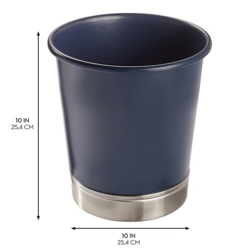 iDesign York Waste Can, Matte Navy/Brushed Nickel