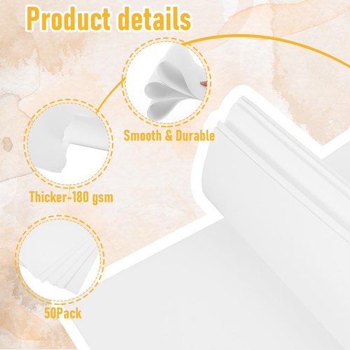 50 Pack White Poster Board Bulk, 10.4 x 15 Inches Thick White Poster Paper Heavyweight Card Paper for Projects, Art Displays, Presentations & Crafts - Premium BrightWhite Surface