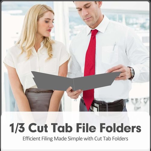 PANDRI File Folders - 120 Pack Letter Size with 1/3 Cut Tabs | Dark Gray Office & School Supplies