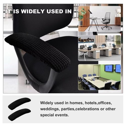 SARAFLORA Office Chair-Arm Cover Stretchable Stain Resistant Spandex Stretch Computer Chair Slipcover for Desk Chairs Arm, Black