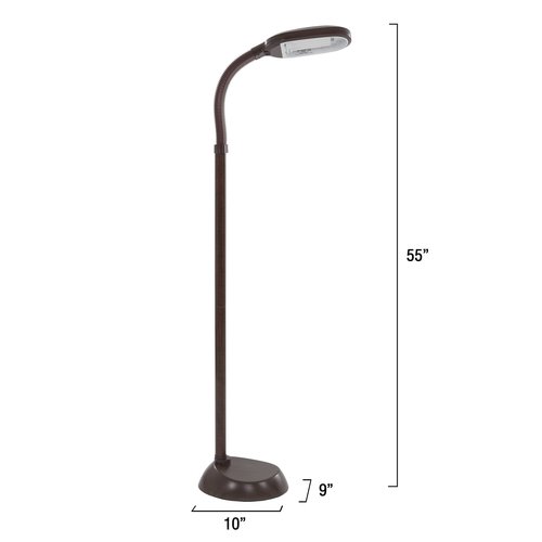 Lavish Home 72-1438 Full Spectrum Natural Sunlight Floor Lamp with Bendable Neck-Reading, Craft, Studying, and Esthetician Light, 62.5", Brown