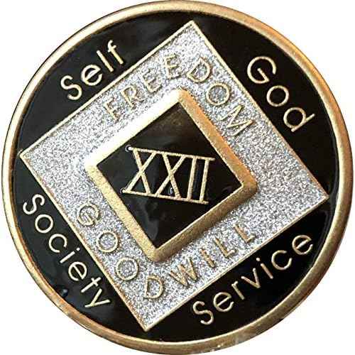 22 Year Black and Silver NA Medallion Official Narcotics Anonymous Chip