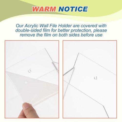 Feifeiya 2Pcs Clear Acrylic File Holder Wall Mount Mail Magazine Organizer File Holders with Screw Wall Pocket Office Document Storage Rack Magazine Letter Brochure(14 x8.3 x1.2,Horizontal)