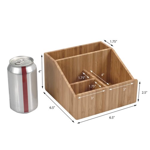 MobileVision Multi-Use Bamboo Office Product Organizer Compact for Desktop, Holds Notepads, Pens, Pencils, Business Cards, Paper Clips, Stationery Supplies & more