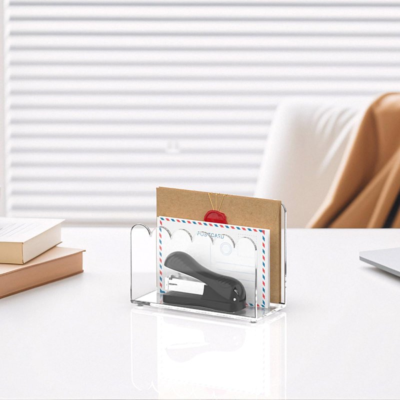 YAGELI 1-Slot Acrylic Mail Organizer for Desktop – Scalloped Clear Document Sorter, Vertical File Holder for Office/Home, Space-Saving Desk Organizer for Letters,Envelope,Bills,Stationery