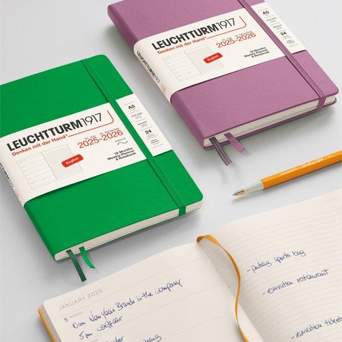 LEUCHTTURM1917 - Weekly Planner and Notebook Hardcover Medium (A5), 18-month, Jul. 2025 - Dec. 2026, English, Forest Green