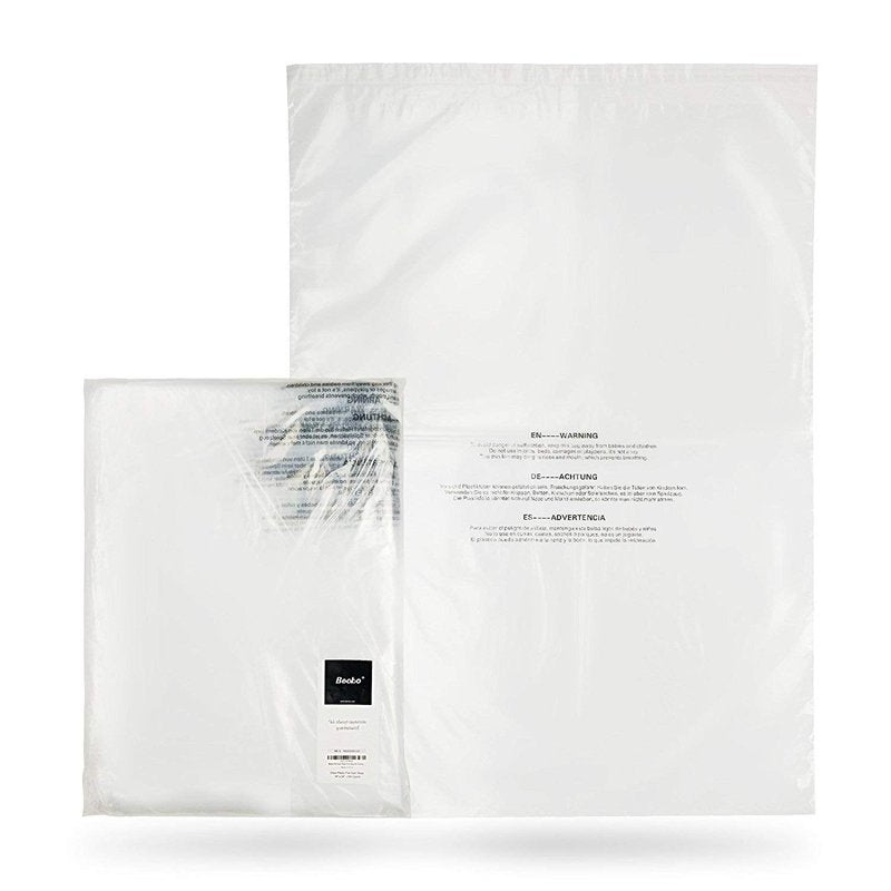 Becko US 18 X 24 Inch (100 Count) Self Seal Clear Poly Plastic Bags with Suffocation Warning for Shipping, Packaging Clothes, Backpacks, Bedding, Dustproof & Permanent Adhesive