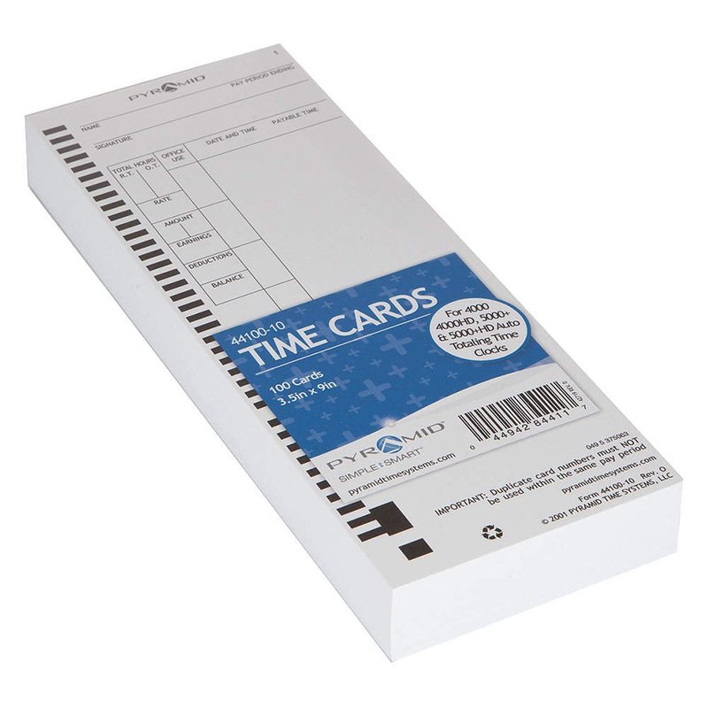 Pyramid Time Systems, 44100-10MB, 1,000 Count Genuine and Authentic Time Cards for 4000, 4000Pro, 4000ProK and 5000 Series Time Clocks from Pyramid, Time Cards