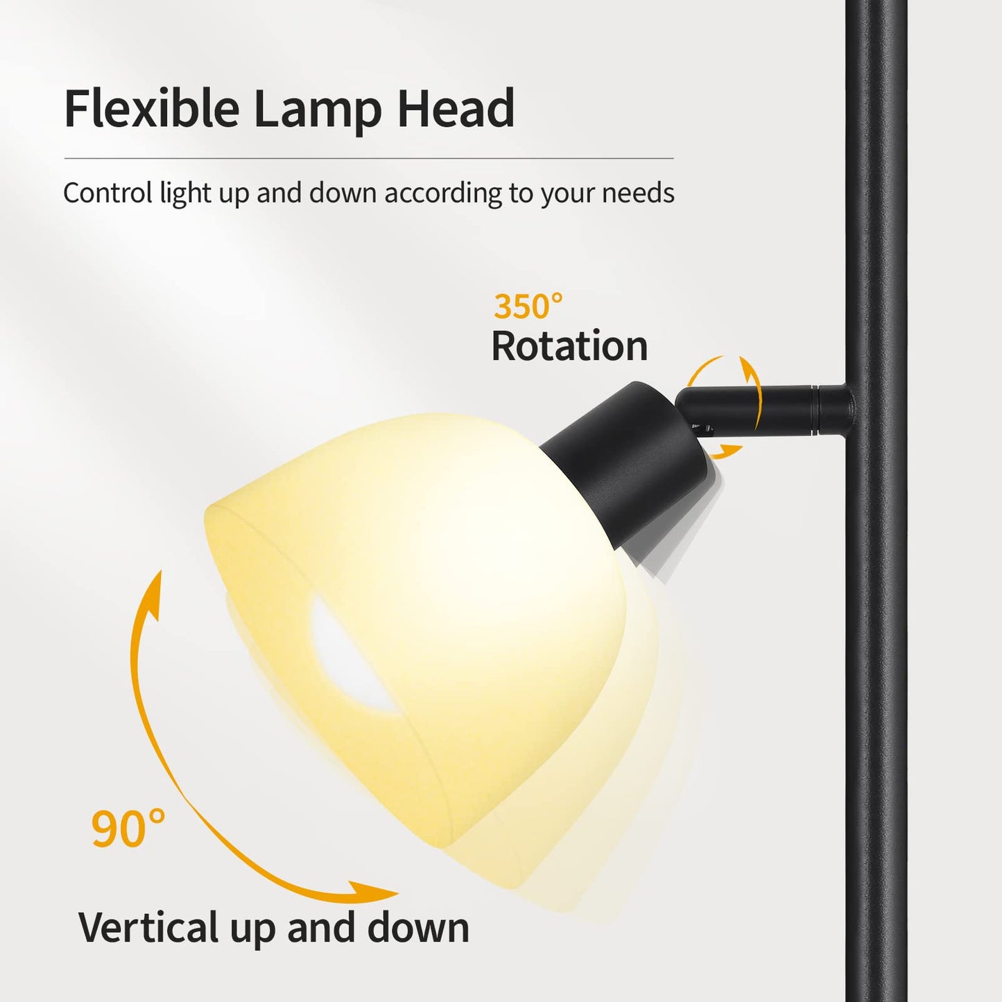 BoostArea Floor Lamp, Standing Lamp, Torchiere Floor Lamp with 3 Adjustable Rotating Lights, 3 Way Switch, 3PCs E12 4W LED Bulb Included, Metal Pole Lamps for Living Room, Bedroom, Home, Office