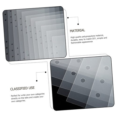 HOMSFOU 12Pcs Index Dividers Creative Plastic Tab Cards for Ring Binders Six Holes Practical Labels for Organizing Books Reports Journals and Planners