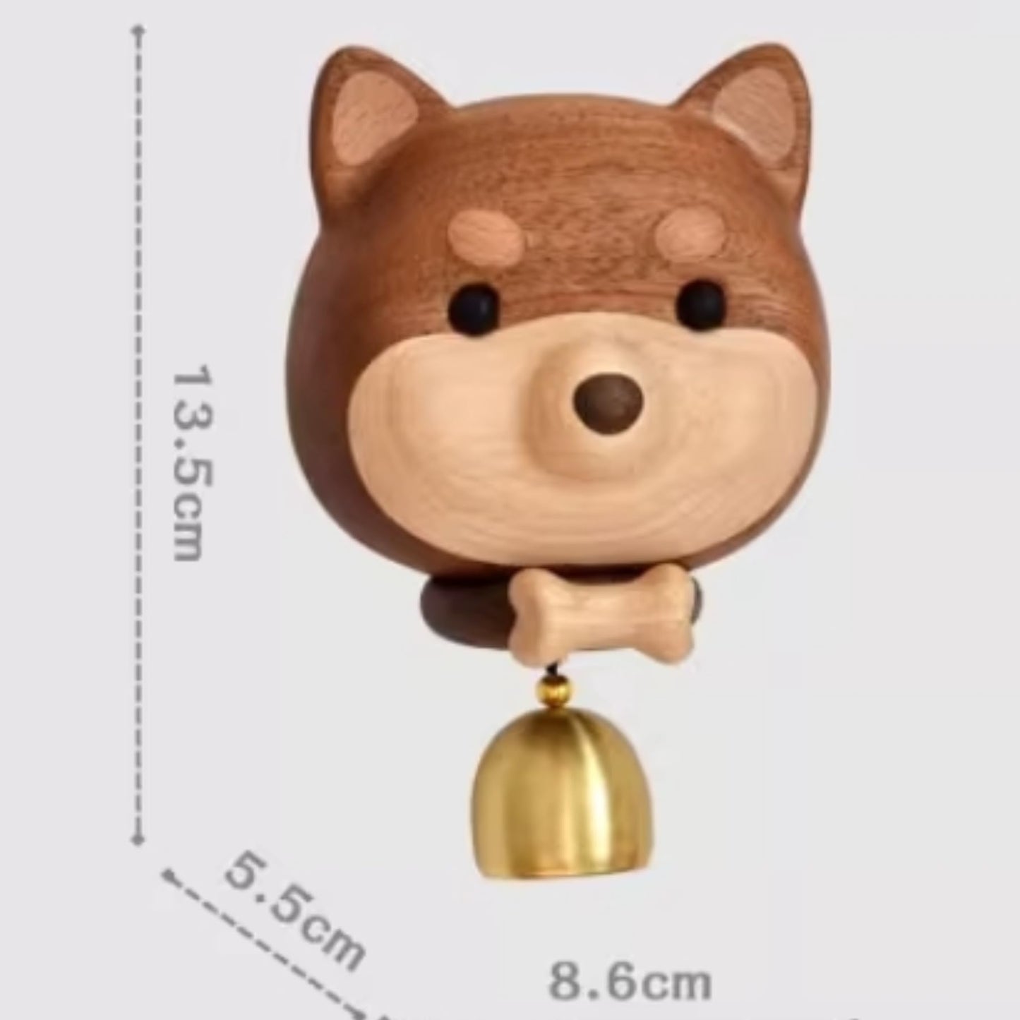 NADEnVIE Shiba Dog Shape Wooden Door Bell - Black Walnut Cartoon Doorbell - Dopamine Wind Chime Suction Ornament - WoodyBeing Shopkeepers Bell for Door Opening