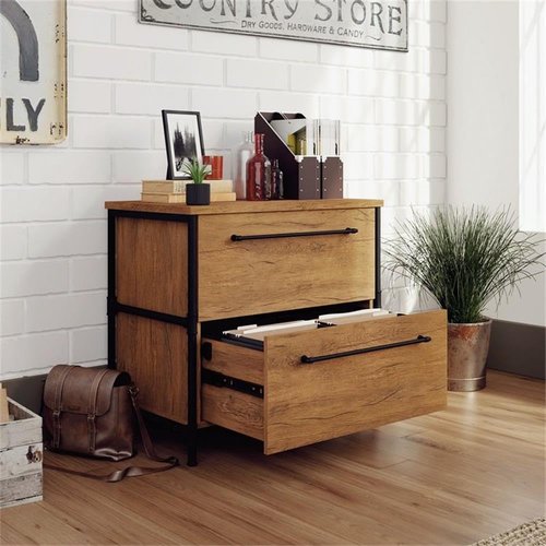 Sauder Iron City Lateral File, Checked Oak Finish