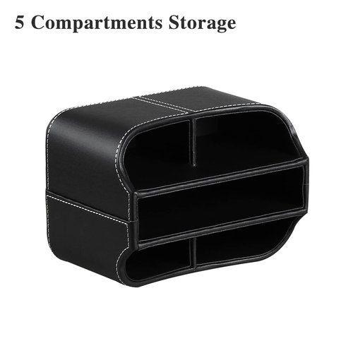 YAPISHI Leather Remote Control Holder, 360 Degree Spinning Desk TV Remote Caddy/Box,Bedside Table Organizer for Controller, Media, Mail, Calculator, Mobile Phone and Pen Storage