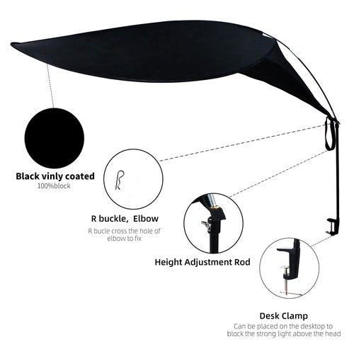 65"Comastbo office cubicle desk shade,designed for light sensitive workers,idea for office cubicles and desk canopy,block overhead light Black(patent is on the way)