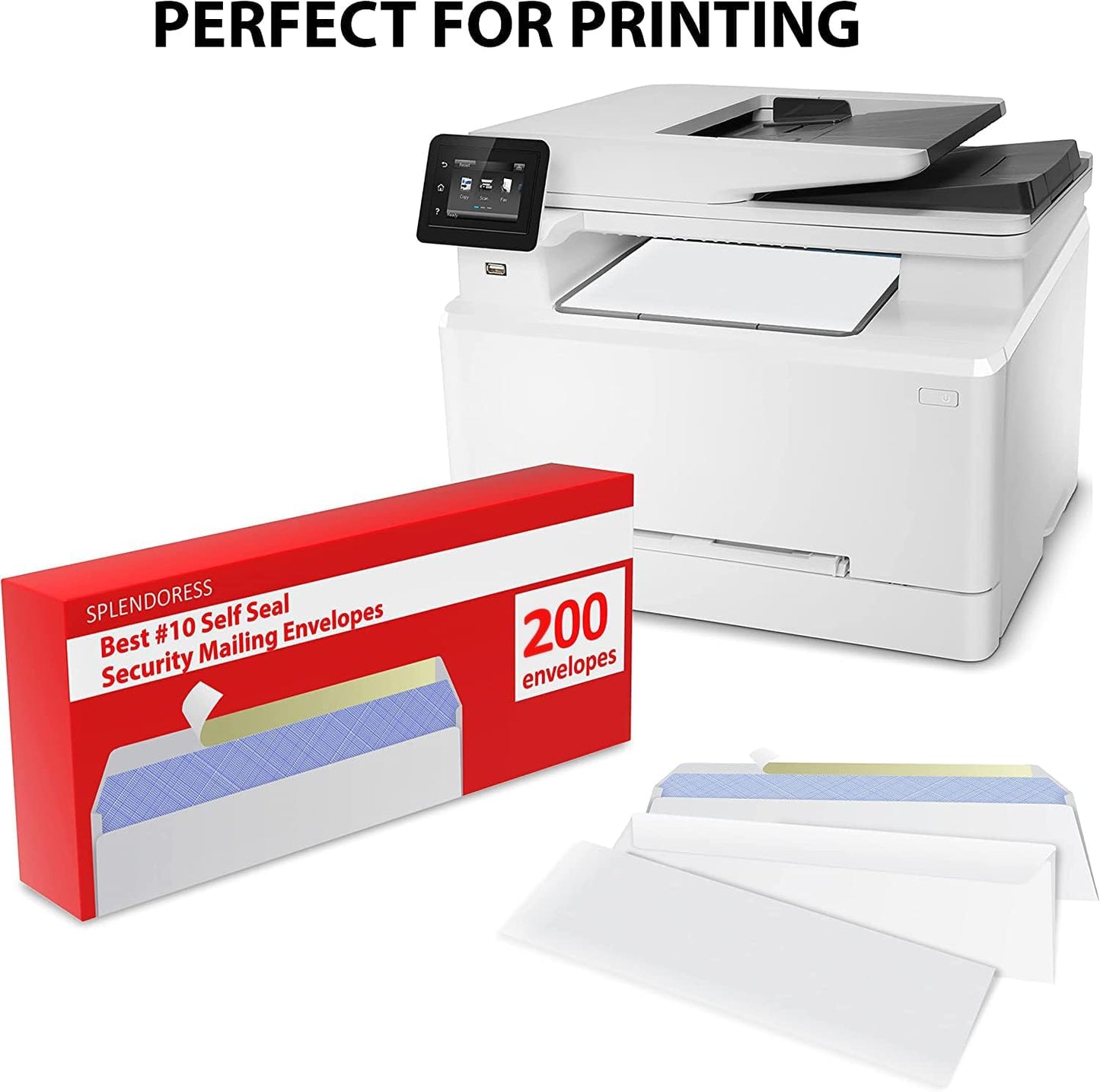 #10 Envelopes Letter Size Self Seal | 100 Business Mailing Security Peel and Sealing Envelope | 100% Tinted | no 10 White Windowless Legal Regular Plain Envelops Pack | 4-1/8 x 9-1/2 Inches | 24 LB