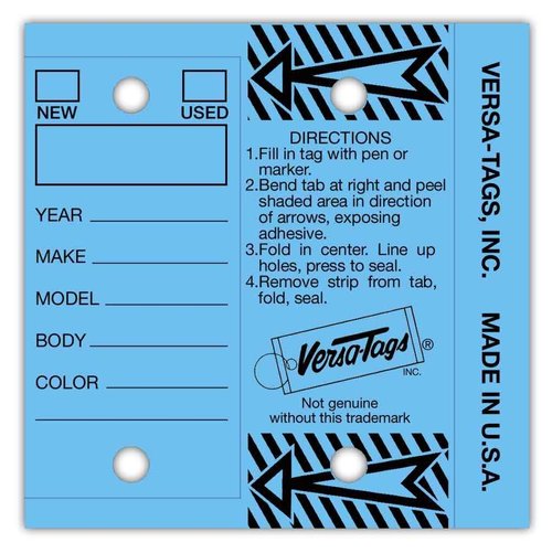 Genuine Versa-Tag Key Tags - Self-Protecting (2 Box Bundle) (250 per Box with Metal Rings - 500 Total) (1 Box Blue and 1 Box Yellow)