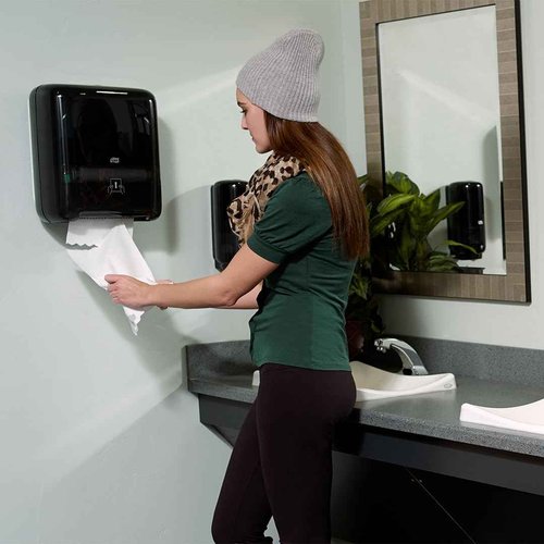 Tork Matic Paper Towel Dispenser, 5510282, Elevation Design - Paper Hand Towel Dispenser H1, One-at-a-Time dispensing with Refill Level Indicator, Black