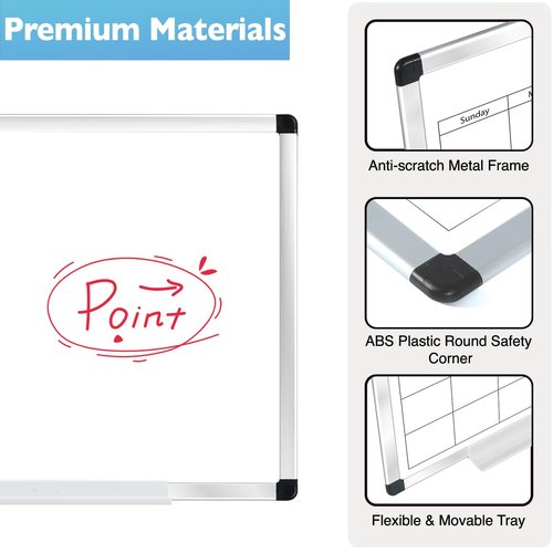 DumanAsen Dry Erase Board, 16 x 24 inches Magnetic Whiteboard for Wall, Aluminum Frame Portable Double Sided Whiteboard for Home, Office, Includes 3 Markers and Eraser