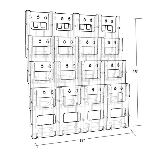 Azar Displays 252324 16-Pocket Trifold Size Wall Mount Display
