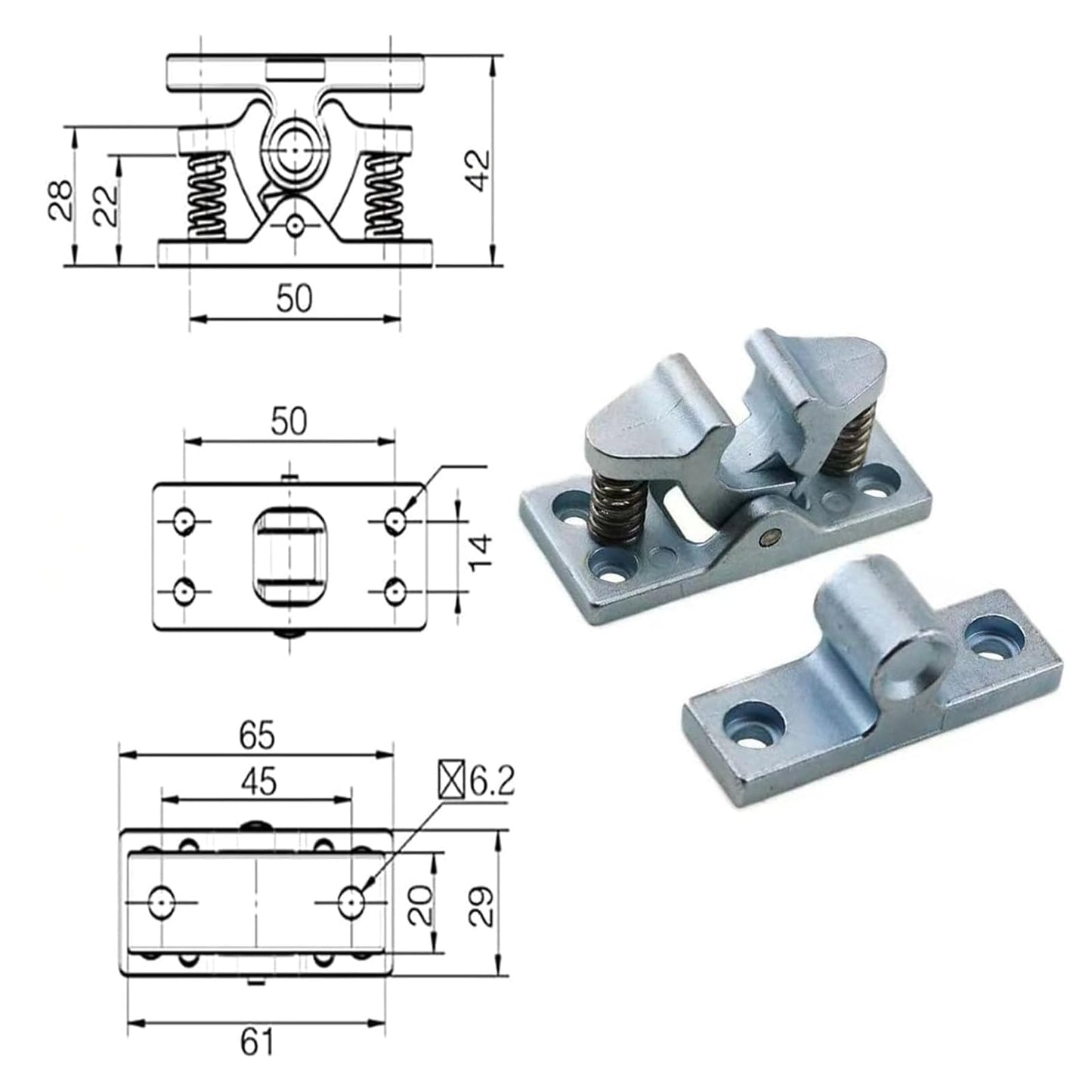 Heavy RV Door Holder Zinc Alloy Trailer Door Latch, Spring Loaded Double Roller Catch Easy Lock Stop for Trailers, Boats, Garage, Cabinets & Home Use with Screws (4 Pcs)