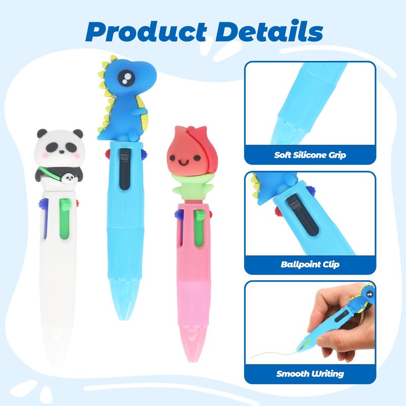 Zhirlyn Mini Multicolor Pens in One 4-in-1 Fun Pens for Kids Cute Pen Bulk Prize Gifts for Back to School Supplies Kawaii Cool Ballpoint Pen for Birthdays Classroom Gift (Cute, 24)