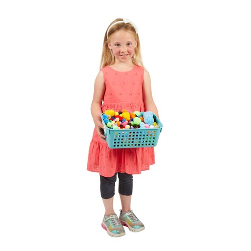 Really Good Stuff Medium Plastic Book Baskets, 11" by 7.5" by 4.5" - 12 Pack, Rainbow, Versatile Storage Solution for Classroom, Home and Office l Toy Storage, Multi-Purpose Organizer Basket