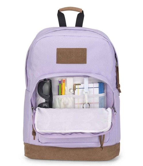 JanSport Right Pack Premium Backpack - Daypack with 15" Laptop Sleeve, Main Compartment, Water Bottle Pocket, Pastel Lilac