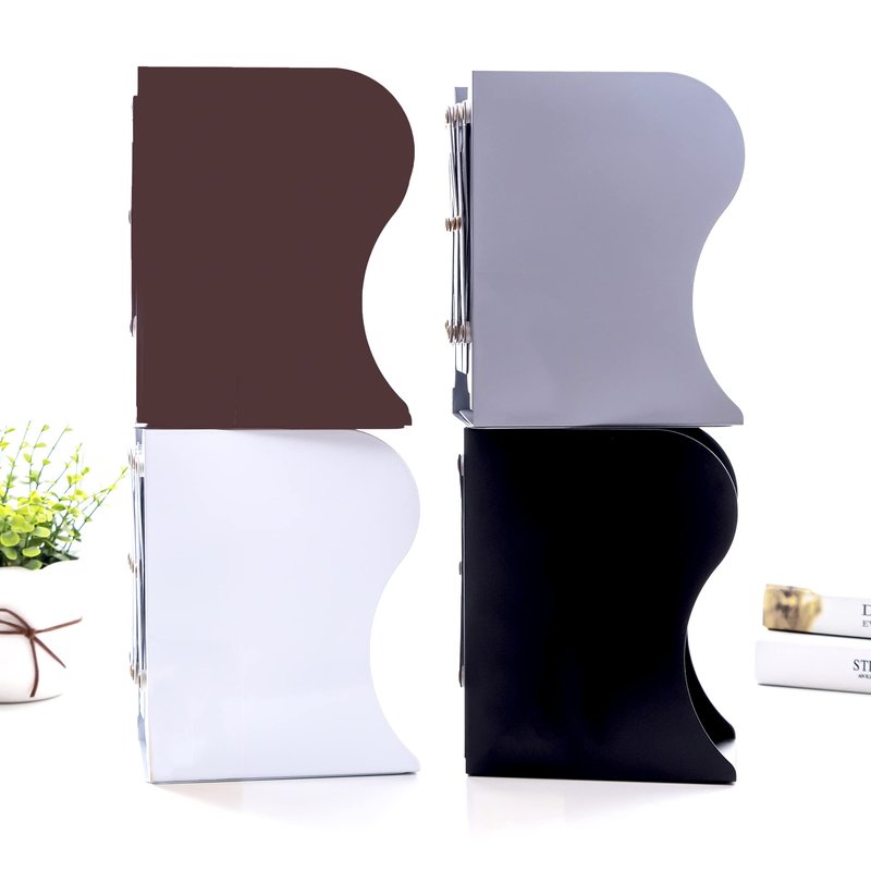 Adjustable Bookends Metal Book Ends for Heavy Book Holder Heavy Duty Bookends Nonskid Bookcase Desktop Book Organizer Binder Holder