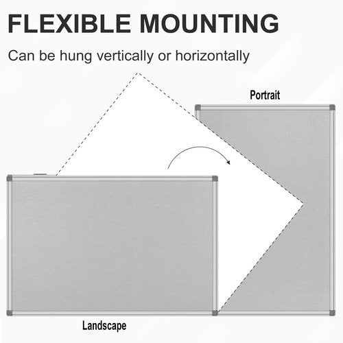 36x24-Inch Gray Felt Bulletin Board with Silver Aluminum Frame – Perfect for Home, Office, and Classroom