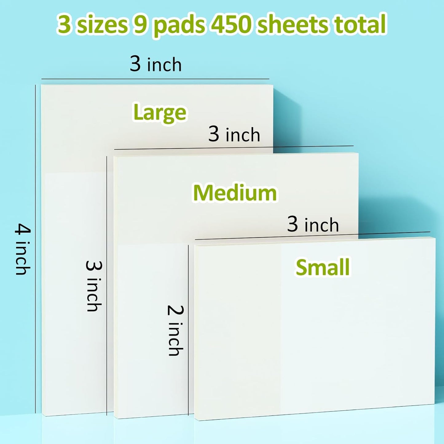 (3 Sizes 9 Pads 450 Sheets) Transparent Sticky Notes for Bible Study, Book Annotation & Office,College Supplies- Clear Sticky Notes, Repositionable, Strong Adhesive