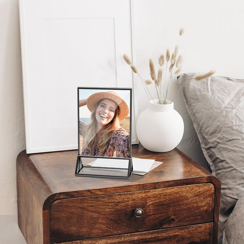 PPH-Sisy Acrylic Sign Holder 5x7 Display Stand, Clear and Stable Table Plastic Paper Holder, Acrylic Frames for Home Office Shop Photo Frames Exhibition Black (6pcs)