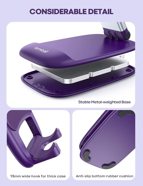Lamicall Purple Phone Holder - Stylish Dark Purple Cellphone Stand for iPhone & Smartphones 4-8''