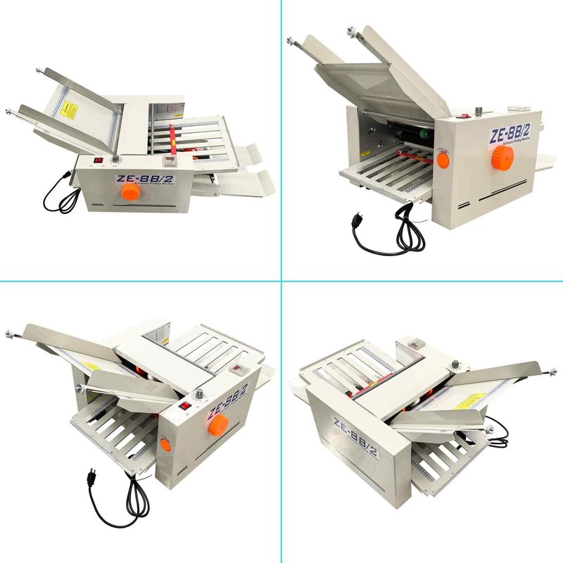BEILOCKERY Automatic Paper Folding Machine, Electric Paper Folder with 2 Trays, Fold Sizes 2x3in to 12x27in, Adjustable Speed Max 262ft/min, for Folding Manuals Document Business Letters 110V